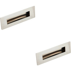 2x Recessed Sliding Door Flush Pull Handle 180 x 60mm Bright Stainless Steel