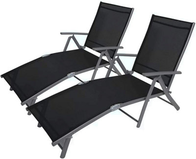 2x Reclining Sun Loungers Garden Furniture - 4