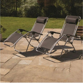 2x Reclining Sun Loungers with Head Rest