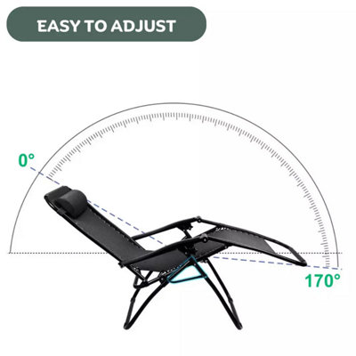 2x Reclining Sun Loungers with Head Rest - 3
