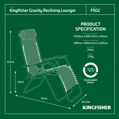 2x Reclining Sun Loungers with Head Rest - 6