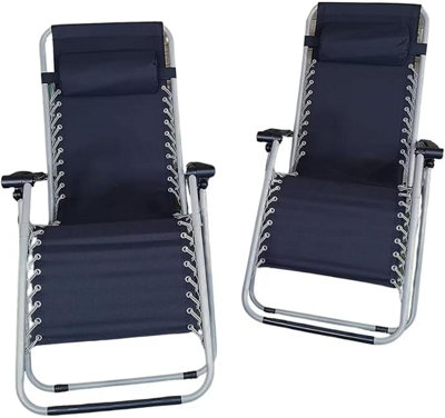 2x Reclining Sun Loungers with Head Rest - 7