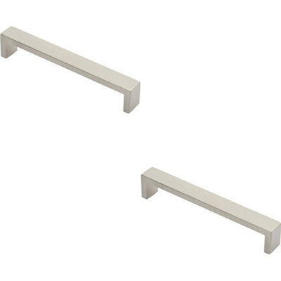 2x Rectangular D Bar Pull Handle 168 x 20mm 160mm Fixing Centres Stainless Steel