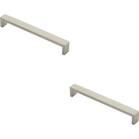 2x Rectangular D Bar Pull Handle 200 x 20mm 192mm Fixing Centres Stainless Steel
