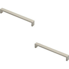 2x Rectangular D Bar Pull Handle 232 x 20mm 242mm Fixing Centres Stainless Steel