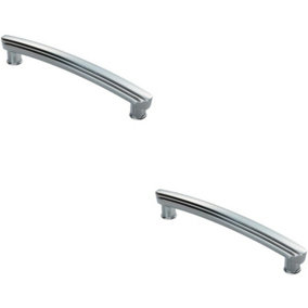 2x Ridge Design Curved Cabinet Pull Handle 160mm Fixing Centres Polished Chrome