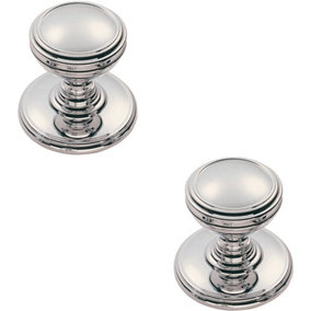 2x Ringed Tiered Cupboard Door Knob 30mm Diameter Polished Chrome Cabinet Handle
