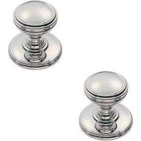 2x Ringed Tiered Cupboard Door Knob 38mm Diameter Polished Chrome Cabinet Handle