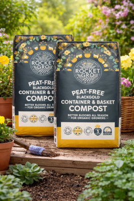 2x Rocket Gro Peat Free BlackGold Container & Basket Compost 40L