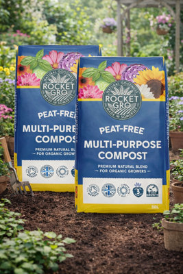 2x Rocket Gro Peat Free Multi Purpose Compost 50L