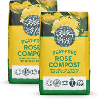 2x Rocket Gro Peat Rose Compost 40L