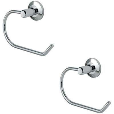 2x Round Bar Bathroom Toilet Roll Holder on Rose Concealed Fix Polished