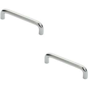 2x Round D Bar Cabinet Pull Handle 106 x 10mm 96mm Fixing Centres Chrome