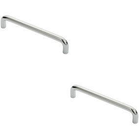 2x Round D Bar Cabinet Pull Handle 138 x 10mm 128mm Fixing Centres Chrome