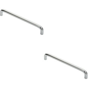 2x Round D Bar Cabinet Pull Handle 170 x 10mm 160mm Fixing Centres Chrome