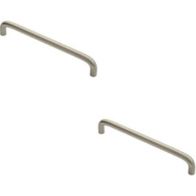 2x Round D Bar Cabinet Pull Handle 170 x 10mm 160mm Fixing Centres Satin Nickel
