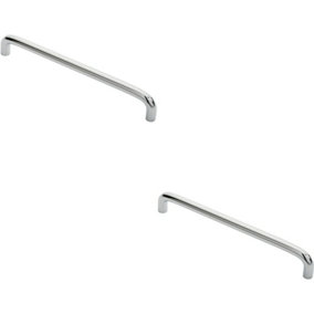 2x Round D Bar Cabinet Pull Handle 202 x 10mm 192mm Fixing Centres Chrome