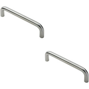 2x Round D Bar Pull Handle 244 19mm 225mm Fixing Centres Satin Steel