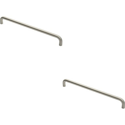 2x Round D Bar Pull Handle 469 x 19mm 450mm Fixing Centres Satin Stainless Steel