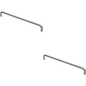 2x Round D Bar Pull Handle 469 x 19mm 450mm Fixing Centres Satin Stainless Steel