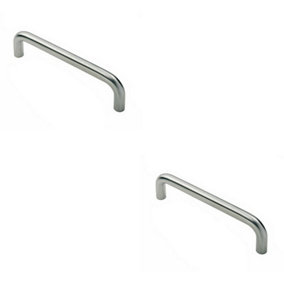 2x Round D Bar Pull Handle 469 x 19mm 450mm Fixing Centres Satin Steel