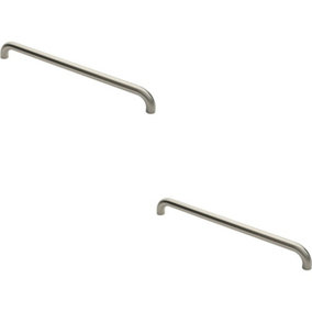 2x Round D Bar Pull Handle 630 x 30mm 600mm Fixing Centres Satin Steel