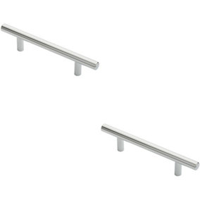 2x Round T Bar Cabinet Pull Handle 156 x 12mm 96mm Fixing Centres Chrome