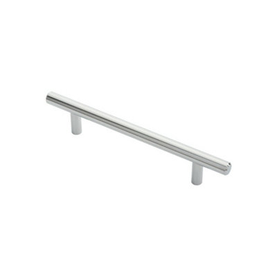 2x Round T Bar Cabinet Pull Handle 188 x 12mm 128mm Fixing Centres Chrome