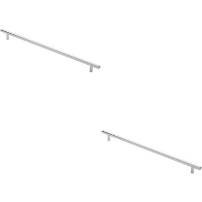 2x Round T Bar Cabinet Pull Handle 412 x 12mm 352mm Fixing Centres Chrome