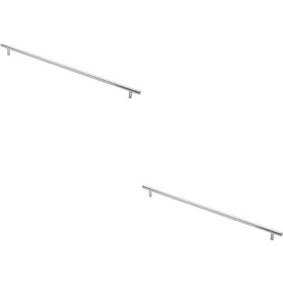 2x Round T Bar Cabinet Pull Handle 508 x 12mm 448mm Fixing Centres Chrome