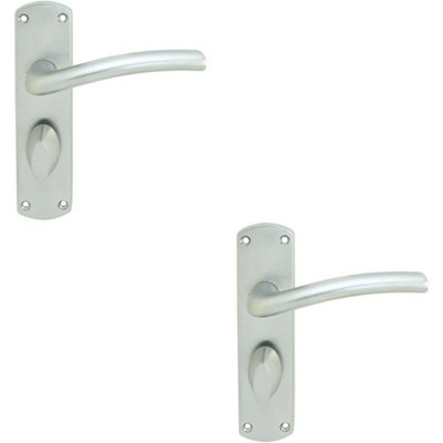 2x Rounded Curved Bar Handle on Bathroom Backplate 170 x 42mm Satin Chrome