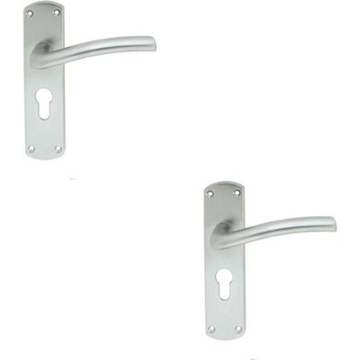 2x Rounded Curved Bar Handle on Euro Lock Backplate 170 x 42mm Satin Chrome Price Comparisons | Compare The Build