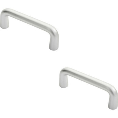 2x Rounded D Shaped Bar Handle 150 x 19mm Diameter Satin Anodised Aluminium