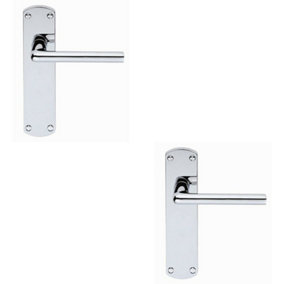 2x Rounded Straight Bar Handle on Latch Backplate 170 x 42mm Polished Chrome