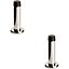 2x Rubber Tipped Doorstop Cylinder with Rose Wall Mounted 71mm Polished Chrome