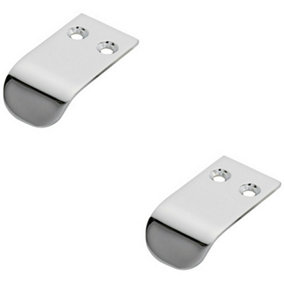 2x Semi Concealed Cabinet Finger Pull Handle 12mm Fixing Centres Polished Chrome