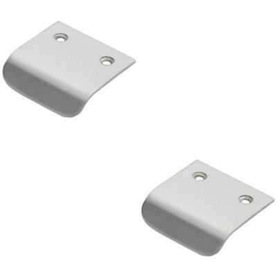 2x Semi Concealed Finger Pull Handle 29mm Fixing Centres Satin
