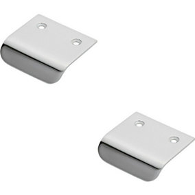 2x Semi Concealed Cabinet Pull Handle 48 x 50mm 14mm Lip Polished Chrome