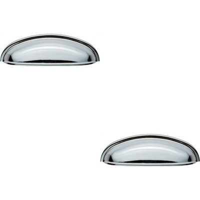 2x Shaker Cup Pull Handle 124 x 35mm 96mm Fixing Centres Polished