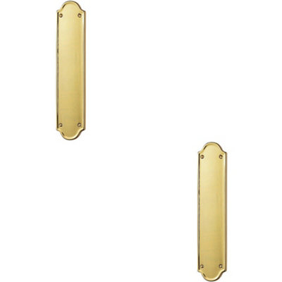 2x Shaped End Door Finger Plate 302 x 65mm 245 x 40mm Fixings Polished ...