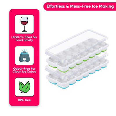 2x Silicone Ice Cube Tray For Fridge Freezer Easy Pop-Out