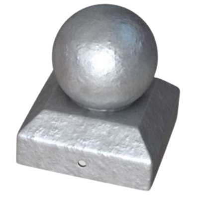 2x Silver Metal Fence Post Ball Covers 100x100 - 3