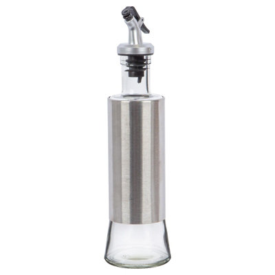 2x Silver Stainless Steel Olive Oil Bottle Cooking Vinegar Sauce Dispenser 300ml
