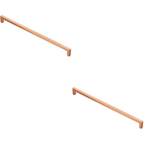 2x Square Block Handle Pull Handle 330 x 10mm 320mm Fixing Centres Satin Copper