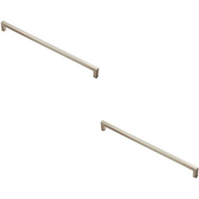 2x Square Block Handle Pull Handle 330 x 10mm 320mm Fixing Centres Satin Nickel