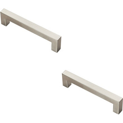 2x Square Linear Block Pull Handle 142 x 14mm 128mm Fixing Centres ...