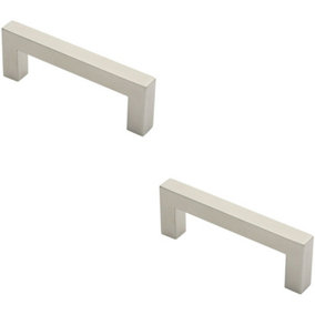 2x Square Mitred Door Pull Handle 169 x 19mm 150mm Fixing Centres Satin Steel