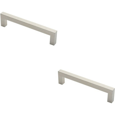 2x Square Mitred Door Pull Handle 244 x 19mm 225mm Fixing Centres Satin Steel