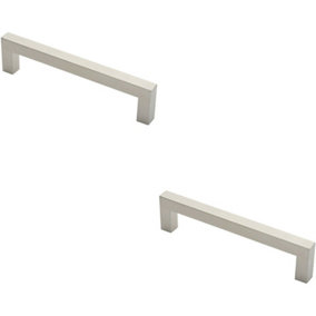 2x Square Mitred Door Pull Handle 244 x 19mm 225mm Fixing Centres Satin Steel