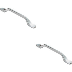 2x Straight Slimline Cupboard Pull Handle 160mm Fixing Centres Polished Chrome
